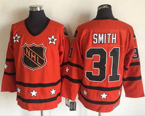 Islanders #31 Billy Smith Orange All Star CCM Throwback Stitched NHL Jersey - Click Image to Close